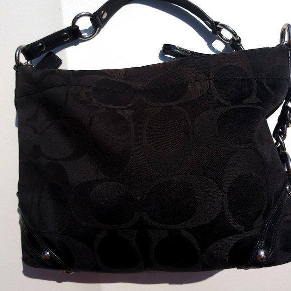 SOLD Preowned COACH Black Carly Shoulder Signature Hand Bag Purse K1176-F15250 - Picture 2 of 6
